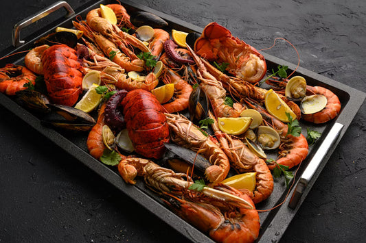 Grilled Florida lobster tails topped with key lime butter
