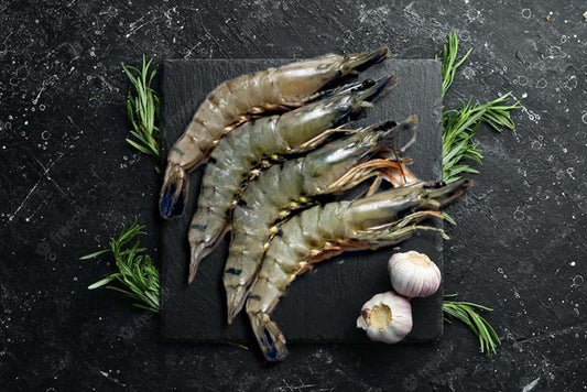 Shrimp 5/7 Black Tiger Head-on - 1lb Bag