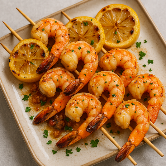 Grilled Lemon Garlic Shrimp Skewers